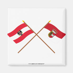 Korsad Österrike och Salzburg flaggor Magnet