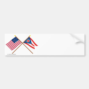 Korsad stjärna för US 20 och Ohio statsflaggor Bildekal