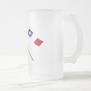 Korsad Texas och Dodson flaggor Frostat Ölglas