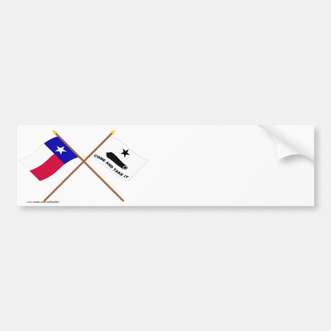 Korsad Texas och Gonzales flaggor Bildekal (Framsidan)