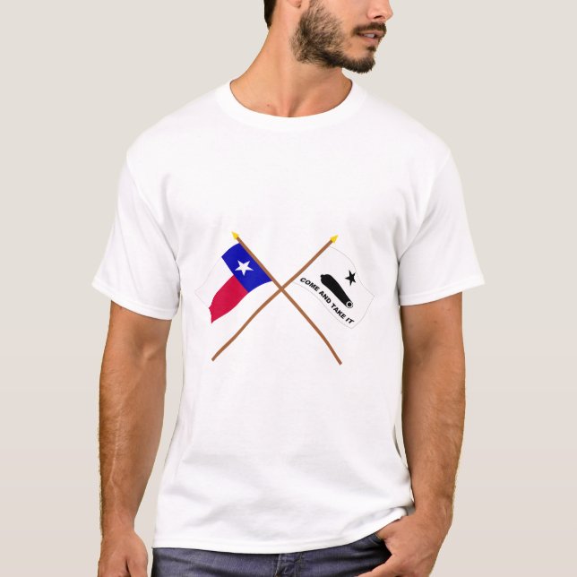 Korsad Texas och Gonzales flaggor T-shirt (Framsida)