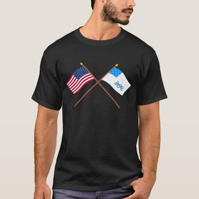 Korsad US och Rhode - sjunker den 1st regimenten Tee (Framsida)