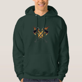 Korsade Fantasyyxor med Eldig Energi – Kraftfull Hoodie