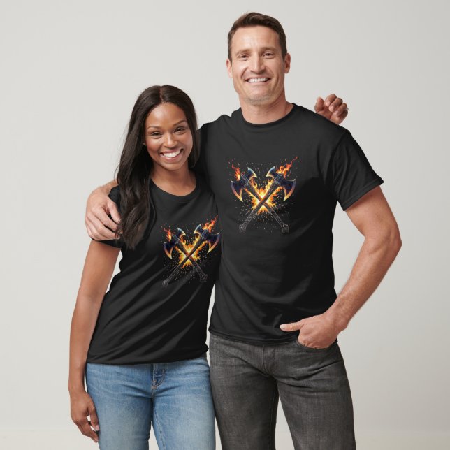 Korsade Fantasyyxor med Eldig Energi – Kraftfull  T Shirt (Unisex)