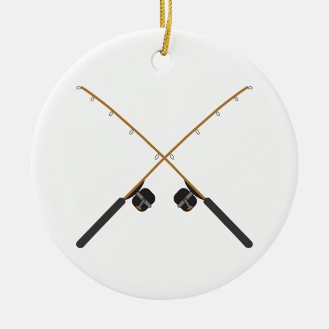 Korsade fiskevatten julgransprydnad keramik (Framsidan)