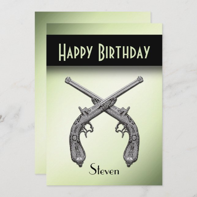 Korsade fistoler Födelsedagsfest inbjudan (Fram/baksida)