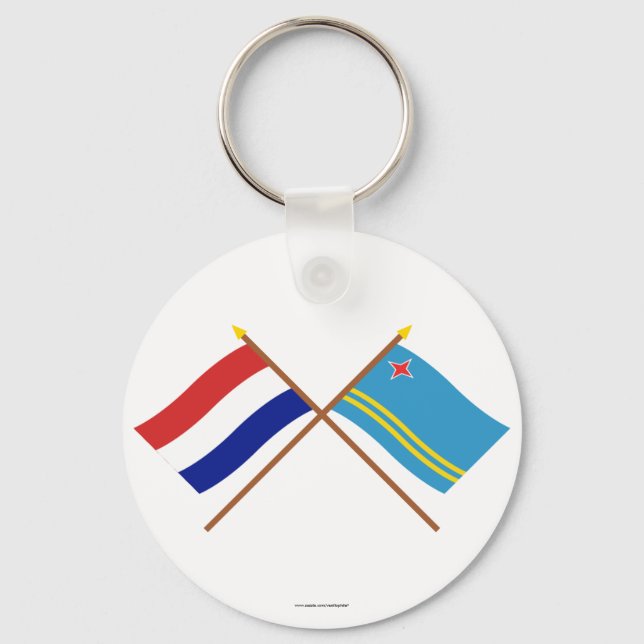 Korsade flaggor i Nederländerna och Aruba Nyckelring (Framsida)