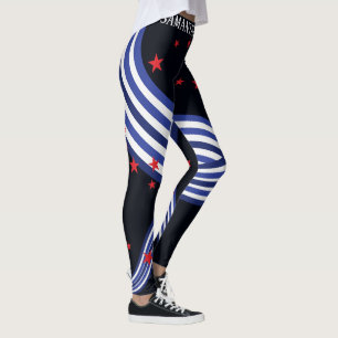 Korsade Juli 4th amerikanstjärnor vinkar att Leggings