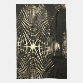 Korsade khaki linjer som upprepas i våg kökshandduk