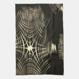 Korsade khaki linjer som upprepas i våg kökshandduk