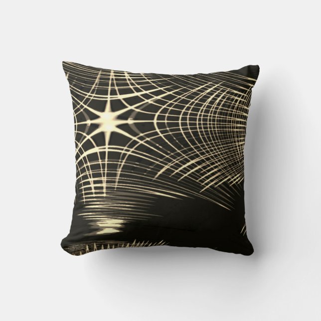 Korsade khaki linjer som upprepas i våg kudde (Framsida)