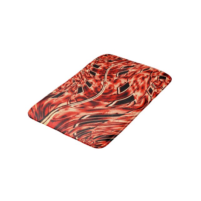 Korsade kvadrater speglade i korallbildbad badrumsmatta (Vinklad)