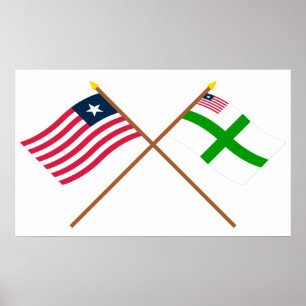 Korsade Liberia och Sinoe ståndsmässig flaggor Poster