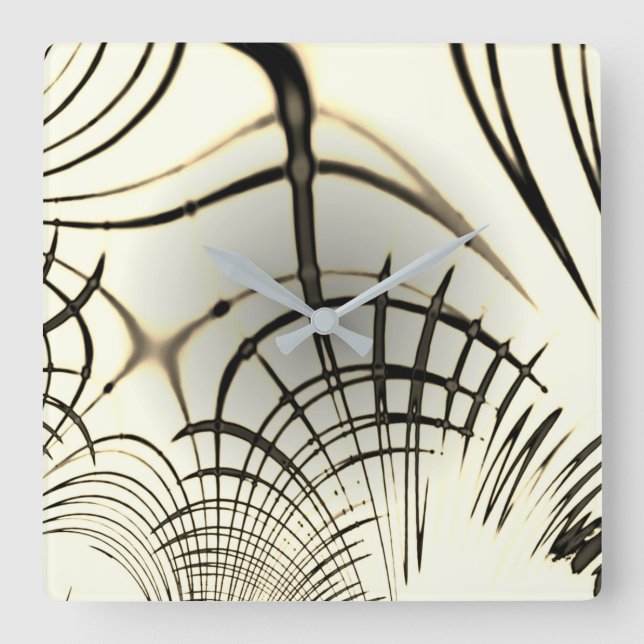 Korsade nöt-bruna kurvspår, ljusbakgrund fyrkantig klocka (Framsida)