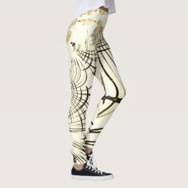 Korsade nöt-bruna kurvspår, ljusbakgrund leggings