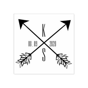 Korsade pilar Monogram Bröllop Wood Art Stämpel