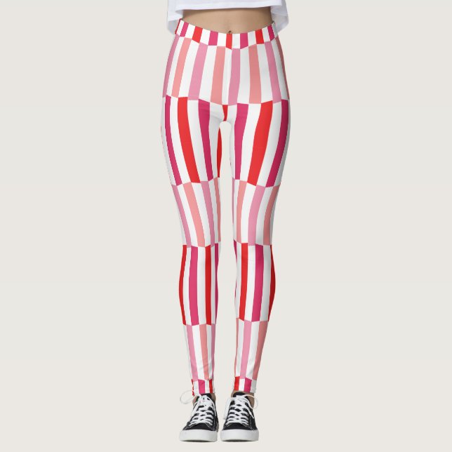 Korsade Polkagrisar Leggings (Framsida)