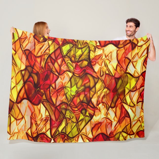 Korsade rep gömt under viss röd garnering fleecefilt (På plats)