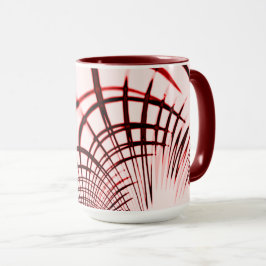 Korsade röda böjda spår på ljus bakgrund mugg