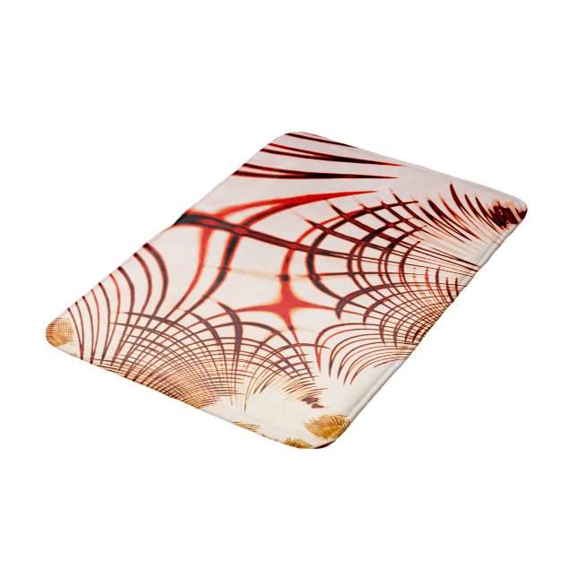 Korsade röda bruna böjda spår, åldrad effekt badrumsmatta (Vinklad)