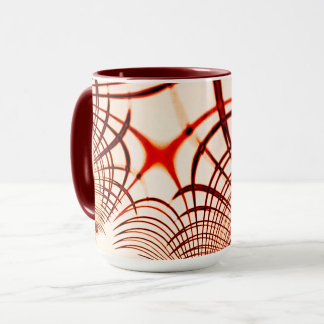 Korsade röda bruna kurvspår, åldras, effekt mugg (Framsida vänster)