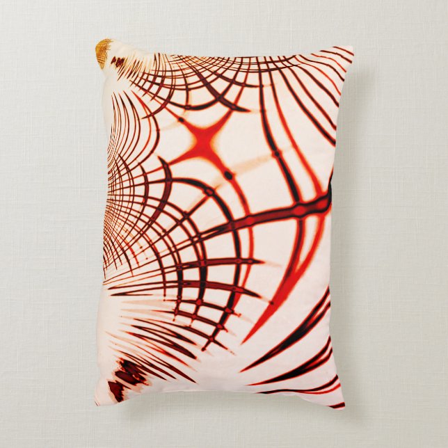 Korsade röda bruna kurvspår, åldras, effekt prydnadskudde (Baksidan(Vertikal))