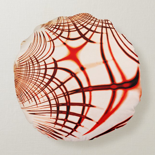 Korsade röda bruna kurvspår, åldras, effekt rund kudde (Baksidan)