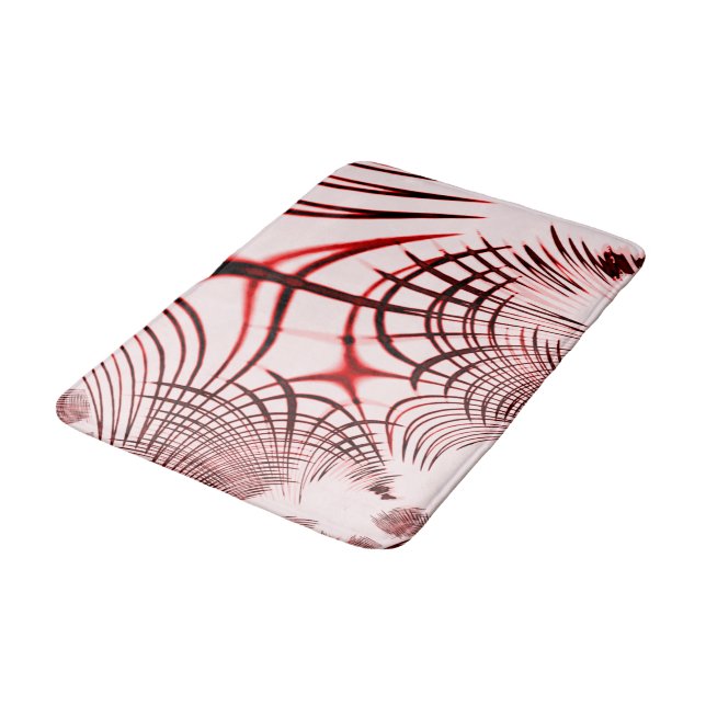 Korsade röda kurvspår på ljusbakgrund badrumsmatta (Vinklad)