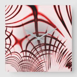 Korsade röda kurvspår på ljusbakgrund fyrkantig klocka