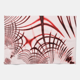 Korsade röda kurvspår på ljusbakgrund kökshandduk