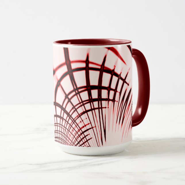 Korsade röda kurvspår på ljusbakgrund mugg (Framsida höger)
