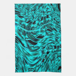 Korsade rutor speglade i cyan- eller blå bild kökshandduk