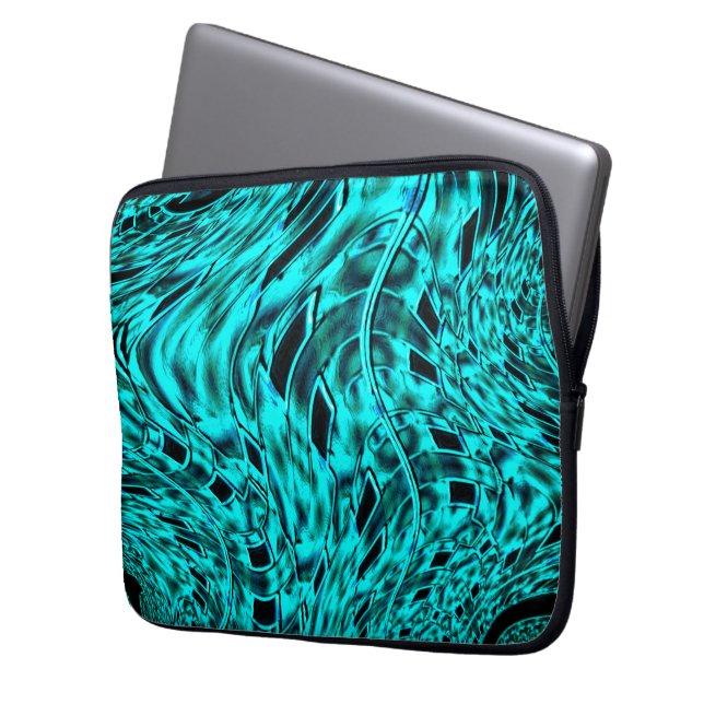 Korsade rutor speglade i cyanbildsbild laptop fodral (Framsidan Vänster)