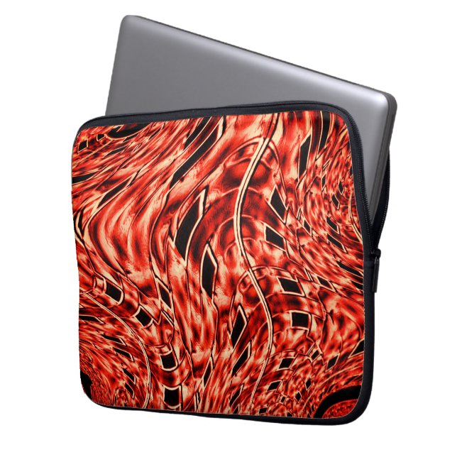 Korsade rutor speglade i korall laptop fodral (Framsidan Vänster)