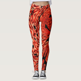 Korsade rutor speglade i korallbild leggings