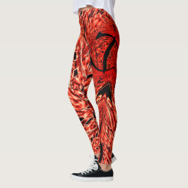Korsade rutor speglade i korallbild leggings