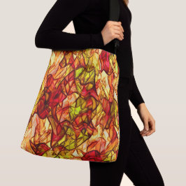 Korsade slingor gömt under viss röd garnering axelväska