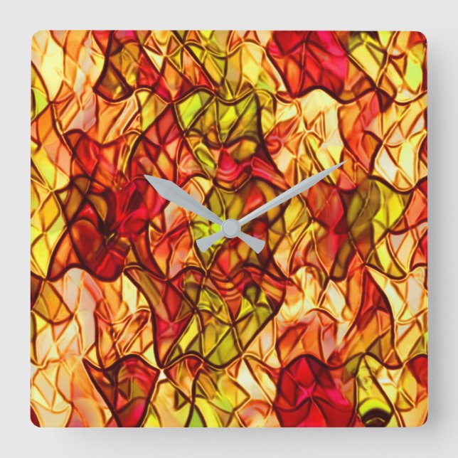 Korsade slingor gömt under viss röd garnering fyrkantig klocka (Framsida)