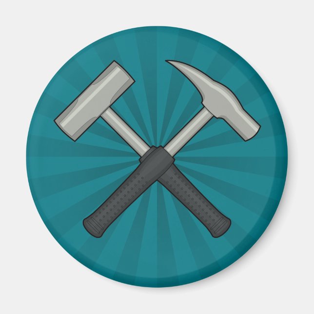 Korsade Sten-hammers med solsprängning Magnet (Framsidan)