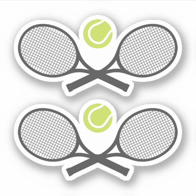Korsade tennisracketar och bollar klistermärken (Framsida)