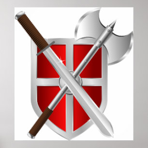 Korsade vapen på Shield Poster