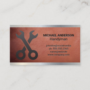 Korsade Wrenches Metall Leather Affärskort Visitkort