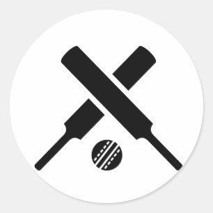 Korsat Cricket fladdermus Runt Klistermärke