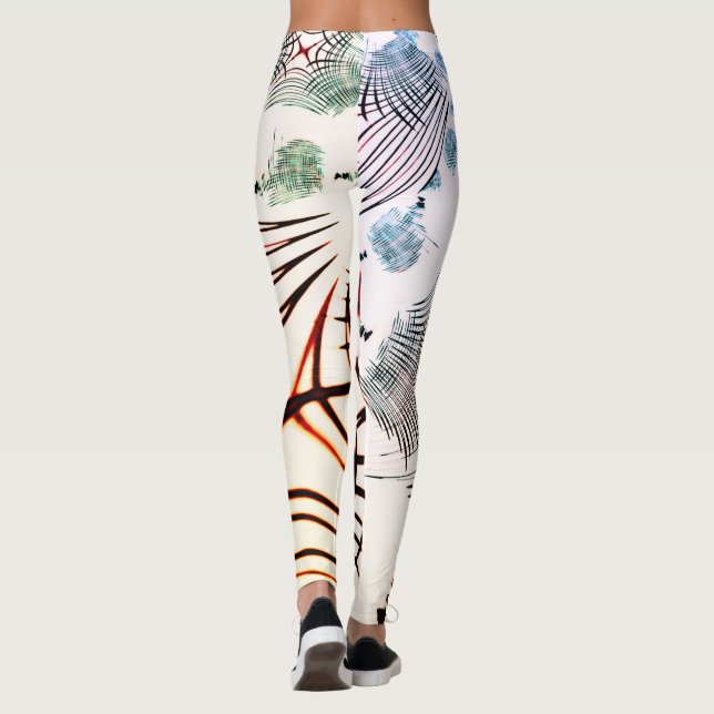 Korsat linjer av varierat färg i ljusbakgrund leggings (Baksida)