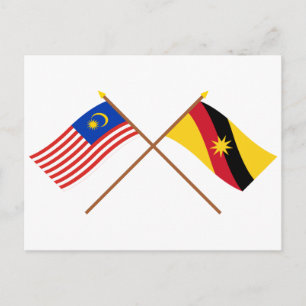 Korsat Malaysia och Sarawak flaggor Vykort