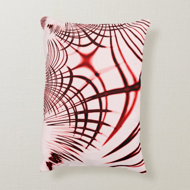 Korsat rött och brunt kurvor på ljusbakgrund prydnadskudde (Baksidan(Vertikal))