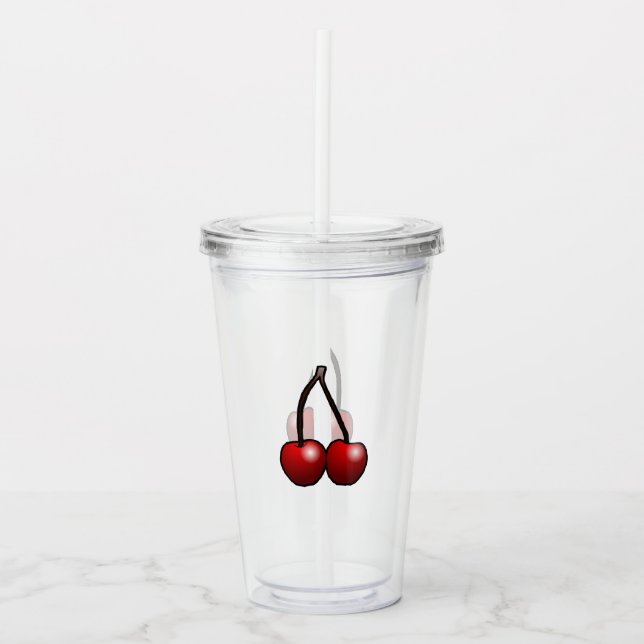 Körsbär Akryl Tumbler Take Away Mugg (Framsida)