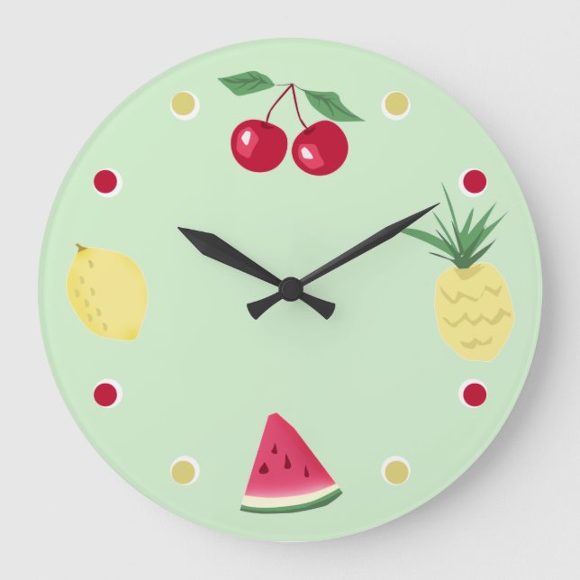 Körsbär, ananas, citron och vattenmelon, stor kloa klocka (Framsida)