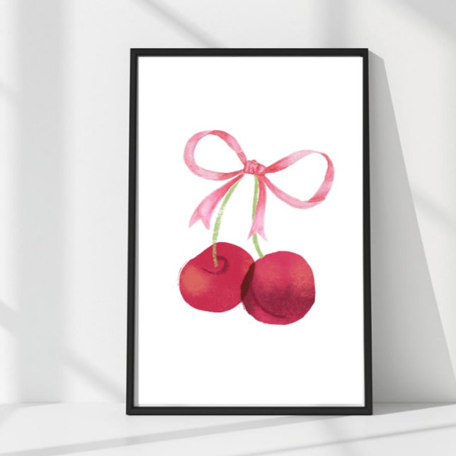 Körsbär & Båg Väggkonst – 16x24 Affisch, Barnkamma (Mix & match sizes: Cherry & Bow wall art in 24x36, 16x24, 12x18, 8x12 & 4x6.)