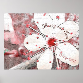 körsbär blommar bröllop röd och vit elegantsakura poster